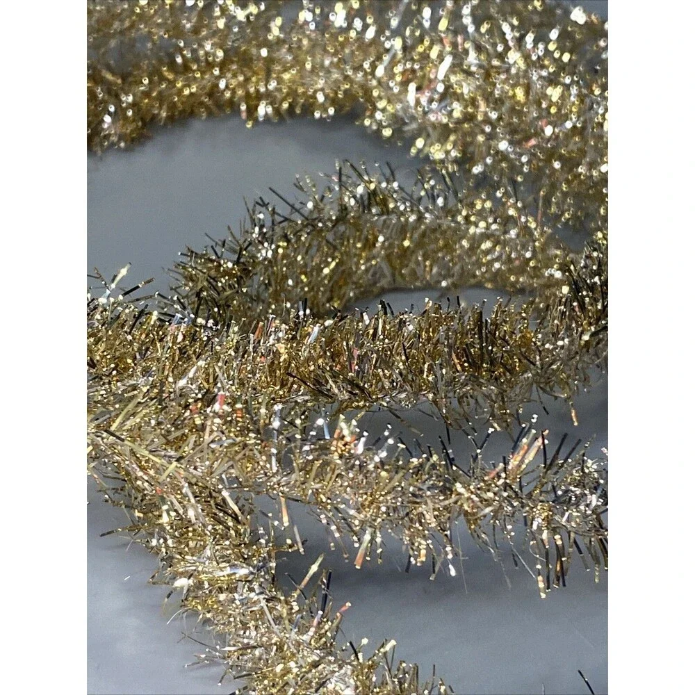 Christmas Feather Tree Tinsel Garland Strand 6' Gold & Silver Holiday Tree